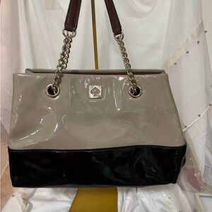 Kate Spade Patent Leather Shoulder Bag in Gray and Black